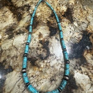 Turquoise and Silver Beaded Necklace